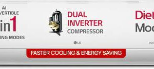 LG 2025 Model AI Convertible 6-in-1 1 Ton 5 Star Split AI Dual Inverter with Faster Cooling and Energy Savings, 4 Way Air Swing, VIRAAT Mode and Diet Mode Plus AC - White  (US-Q14YNZE, Copper Condenser)